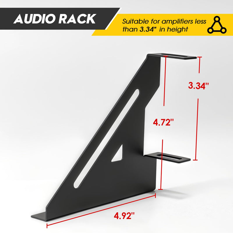 Universal 2 Amp Amplifier Rack, Audio Rack, Rack Mount Amplifier for Droppin HZ Car Audio, Amp Stand for Sound Equipment, Steel, Black Powder Coated, 24 Watts, Audio Equipment Rack