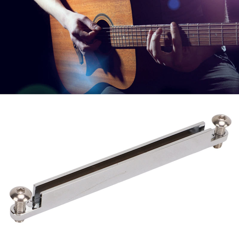 Guitar Nut Saddle Set with Shaft Wrench, 82mm Silver Metal Adjustable Acoustic Guitar Bridge Saddle for Replacement Repairing