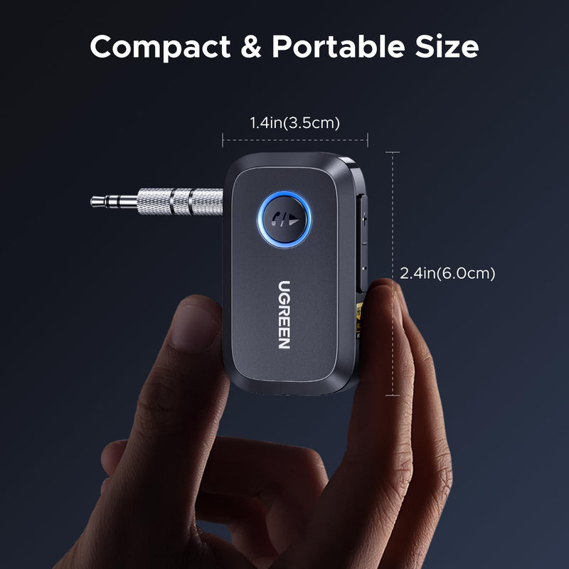 [AUSTRALIA] - UGREEN Bluetooth 6.0 Receiver for Car with LDAC, AI Noise Cancelling 3.5mm AUX Bluetooth Car Adapter, Hi-Res Wireless Audio Receiver for Home Stereo/Wired Speaker with Hands-Free Call,15H Battery Life 
