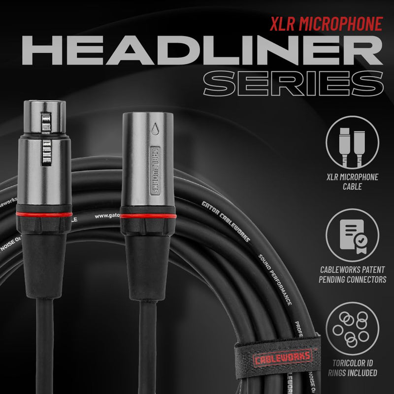 [AUSTRALIA] - By Gator Cases Headliner Series Premium 50 Foot XLR Microphone Cable, (GCWH-XLR-50) 50 Feet 