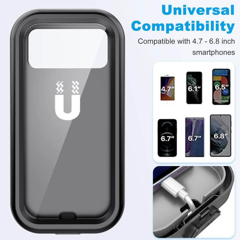 Bike Phone Holder Waterproof, Motorcycle Phone Mount, iPhone Bike Handlebar Mount, Double 360°Rotations, Compatibility with 18-35mm Handlebar and Suitable for 4.7-6.8 inch Smartphones