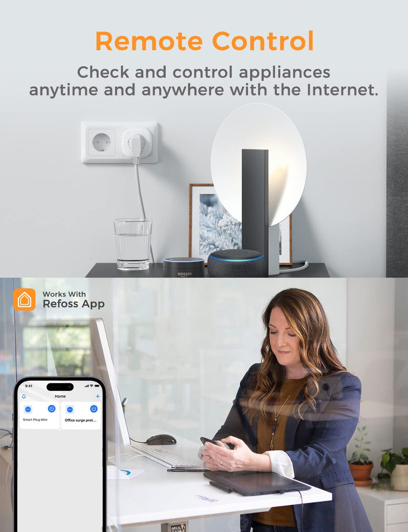 Refoss WiFi Socket with Apple HomeKit, Remote Control Smart Socket 16 A, Voice Control WiFi Socket with Timer, Works with Alexa, Siri, Google Assitant, Refoss App, Pack of 1 Compatible with HomeKit 1 Stück