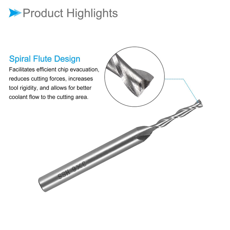 CoCud 2 Spiral Groove Router Bit 3mm Diameter 20mm Length High Speed Steel Straight Cutter with Storage Box - (Applications: for Plywood, Hardwood, Plastic)