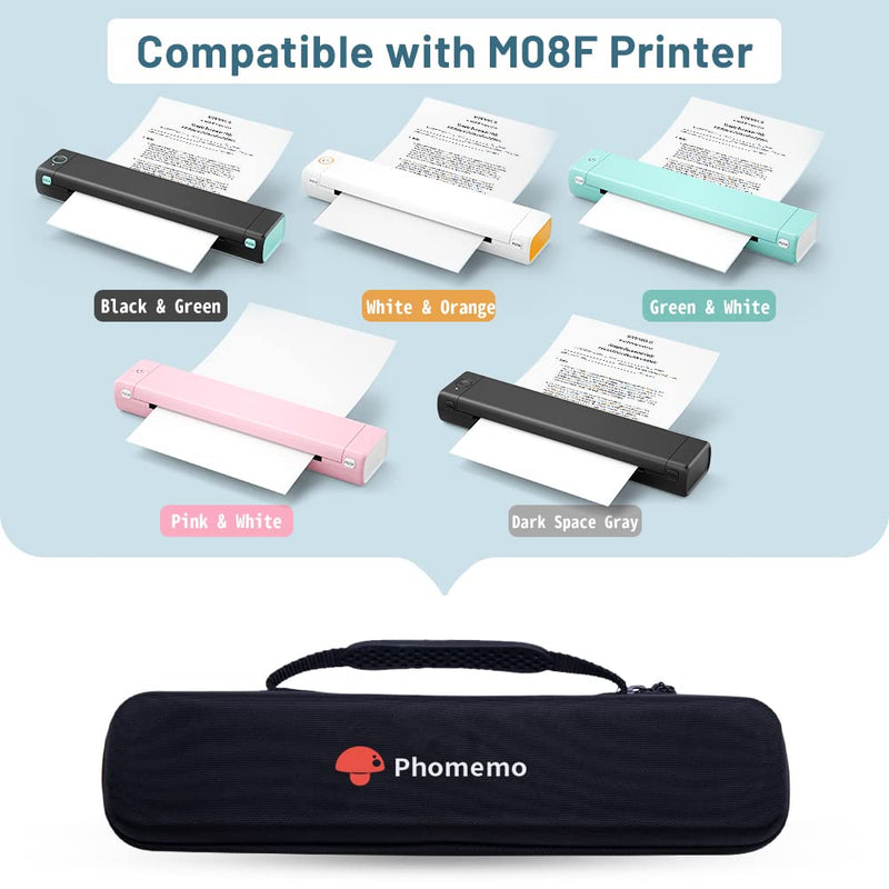 Phomemo Case, Compatible with Itari, COLORWING, Odaro, Omezizy M08F/P831 Letter & A4 Portable Printer, for HPRT MT800 Mobile Travel Printer Storage Holder Paper & USB Cable(Box Only) Black