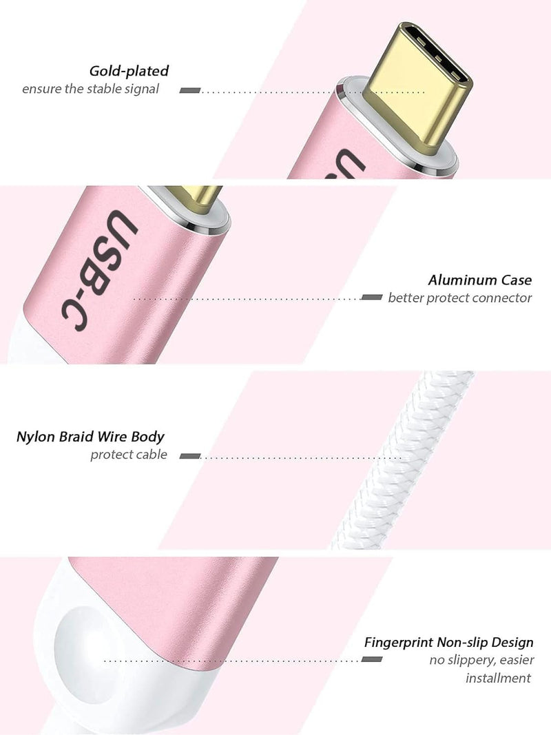 QGeeM USB C to HDMI Adapter 4K Cable, USB Type-C to HDMI Adapter [Thunderbolt 3/4] for Laptop MacBook Pro/Air, iPhone15 Pro max, Dell XPS, HP.Pixelbook, Thinkpad,Surface,etc.-Pink-2Packs Pink-2 PCS