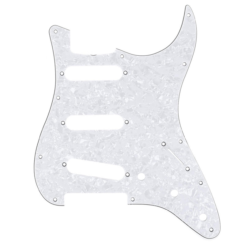 [AUSTRALIA] - Musiclily Pro 11-Hole 62 Vintage Style SSS Strat Guitar Pickguard for American Stratocaster 62, 4Ply White Pearl 
