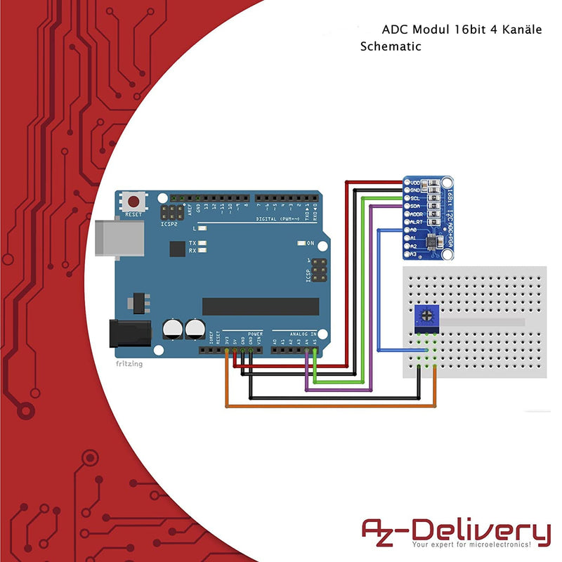 AZDelivery 3 x Compatible with ADS1115 ADC Module 16bit 4 Channels Compatible with Arduino and Raspberry Pi with E-Book