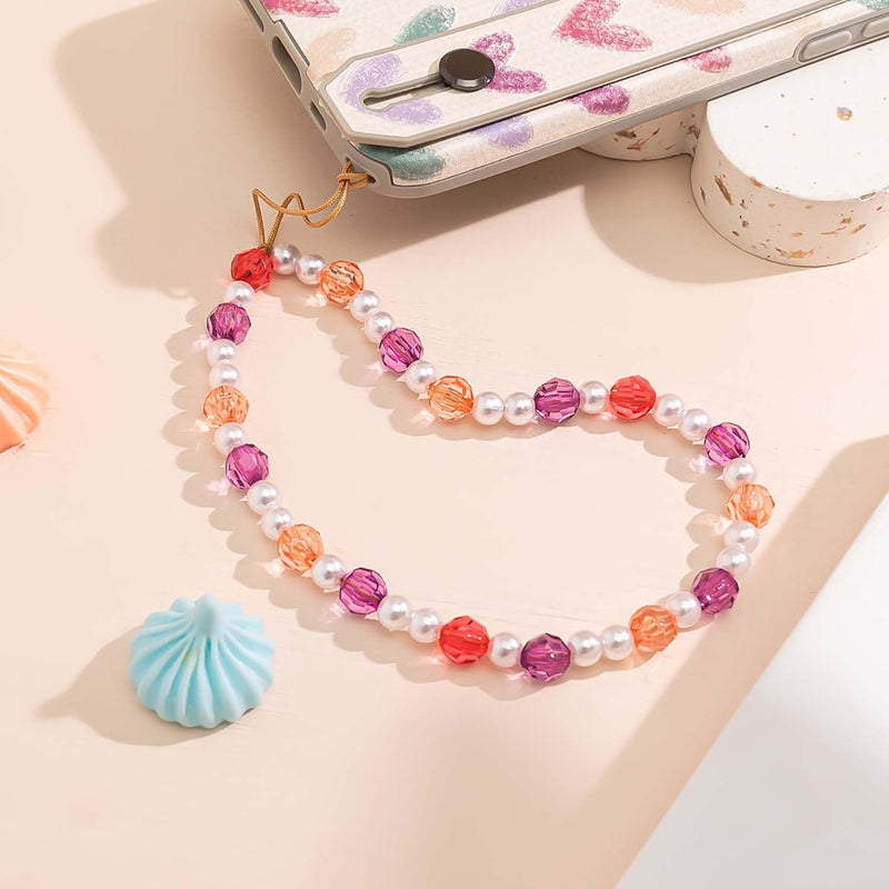 Beaded Phone Charms Lanyard Strap Girly Style Fixed Beads Pearls Lanyards PH-fb-33