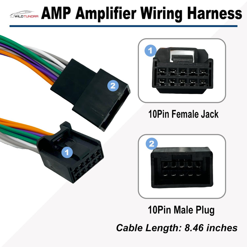Add AMP Amplifier Subwoofer Speaker Wiring compatible with Toyota 2018-2022(Non-JBL) Radio Stereo T-Harness Subwoofer Amplifier Install Cable Adapter Camry RAV4 Tacoma Corolla Improve Car Sound Toyota,10-pin Male and Female Connectors