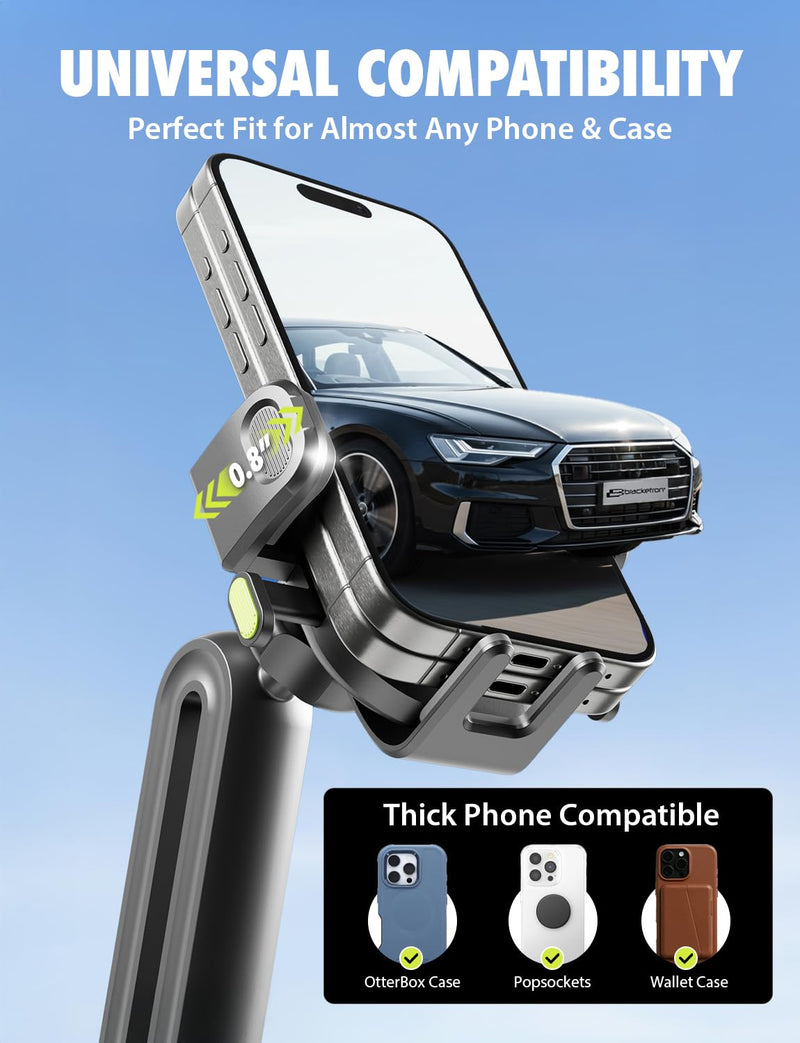 Bracketron OneClick Cup Phone Holder for Car, 360° Rotation Expandable Base | OneClick car phone mount with twist-to-expand base, folding support legs, and secure hold for smartphones up to 4.2 inches