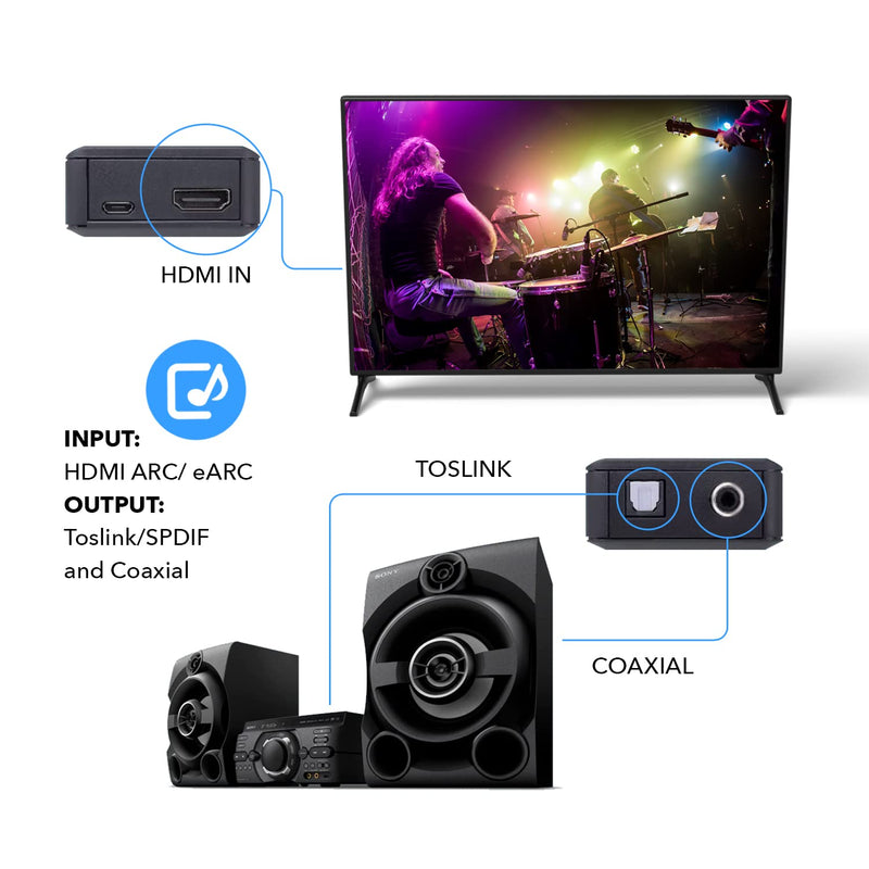 [AUSTRALIA] - OREI eARC/ARC HDMI to Optical/Coaxial Audio Extractor, - Supports Dolby 5.1 Channel, DTS 5.1, LPCM 2.0 Channel HDTV Soundbar Speaker Amplifier (DA41) eARC/ARC to Optical/Digital Audio 