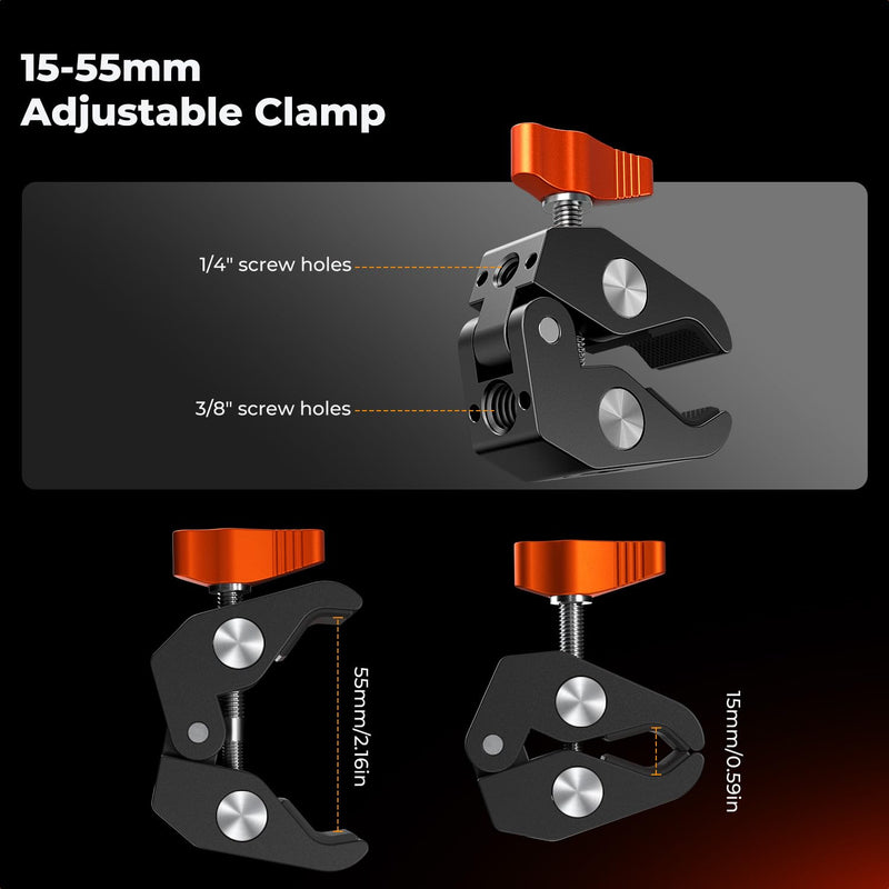 [AUSTRALIA] - K&F CONCEPT 9.8" Magic Arm Clamp with Cold Shoes 360° Ball Heads Camera Arm Mount for Monitor/Flash/Microphone/DSLR Camera 9.8" with cold shoes 