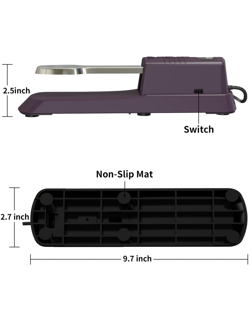 Sustain pedal for keyboard Piano Pedal Matte Purple