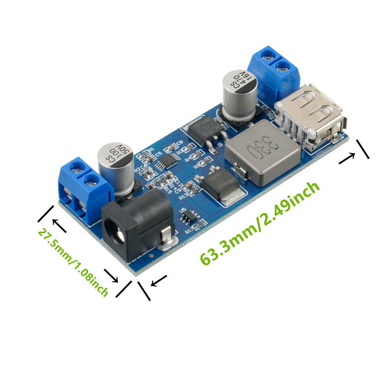 EPLZON DC 6V 9V 12V 24V to DC 5V 5A Step-Down Converter Module V-36V Step-Down Converter to DC 5V-5.3V 5.2V 3.5-6A Transformer Voltage Regulator Power Module with Two Outputs (Pack of 2)