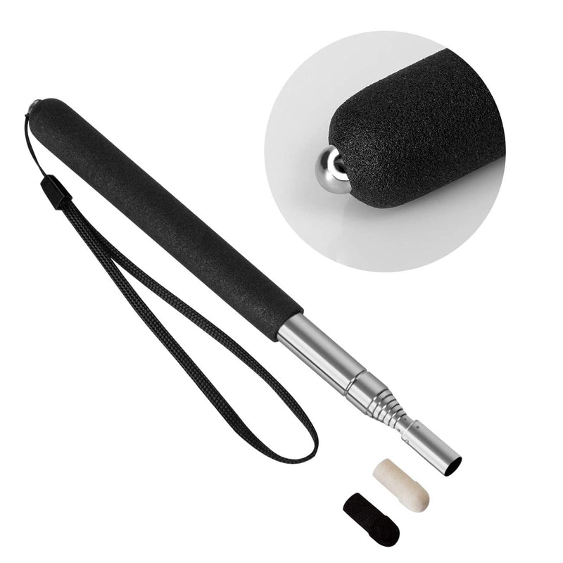 [AUSTRALIA] - Teachers Pointer Stick, Telescopic Teaching Pointer, Retractable Classroom Whiteboard Pointer Extendable for Teachers, Guides, Coach with A Lanyard & Felt Head, Extends to 39.4'' Black 