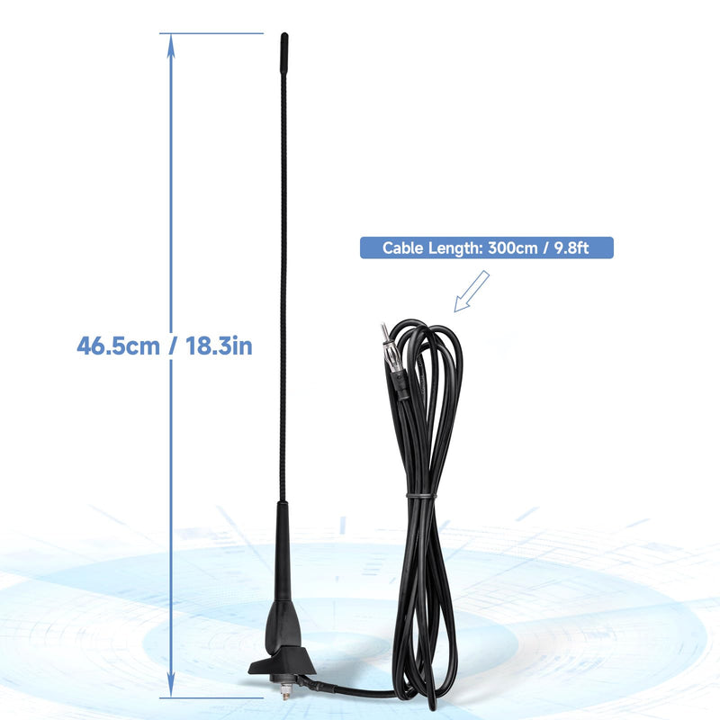 Eightwood Waterproof Marine Boat Radio Antenna 18 Inch, AM/FM Stereo Antenna Mast Replacement with Mount Base for Boat Car Tractor RV ATV UTV Motorcycle Yacht Pontoon 18in radio antenna