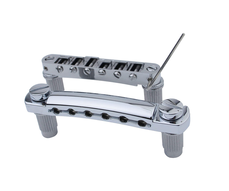 [AUSTRALIA] - Guyker Guitar Tune-O-Matic Bridge and Stop Bar Tailpiece Combo with Anchors and Studs Replacement Compatible with LP SG EPI 6 String Electric Guitar Chrome Chrome (Bridge + Tailpiece) 