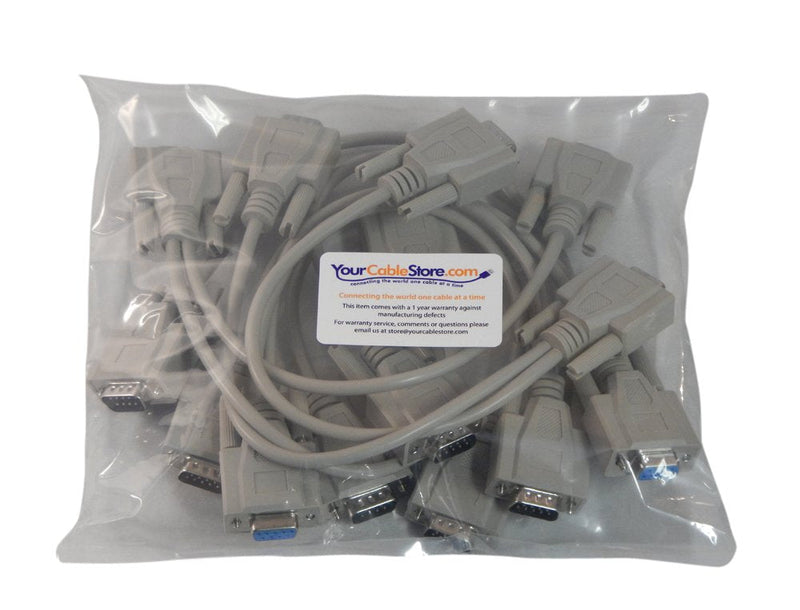 1 Foot 9 Pin Serial Splitter Cable DB9 2 Male / 1 Female RS232 5 Pack
