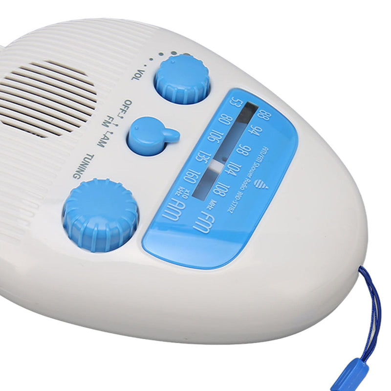 Shower Radio Speaker Battery Operated Shower Radio, ABS Waterproof Bathroom AM FM Radio Built in Mic with Suction Cup, for Home Beach Camping Hiking