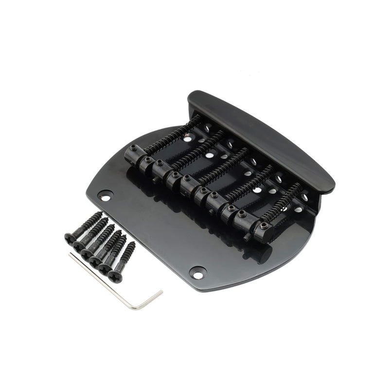 Musiclily Pro 16mm Steel 5-String Bass Bridge for Musicman Style Bass, Black