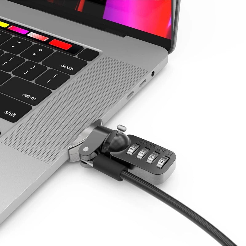 Compulocks Ledge Lock Adapter for MacBook Pro 16" M1, M2 & M3 with Combination Cable Lock Silver