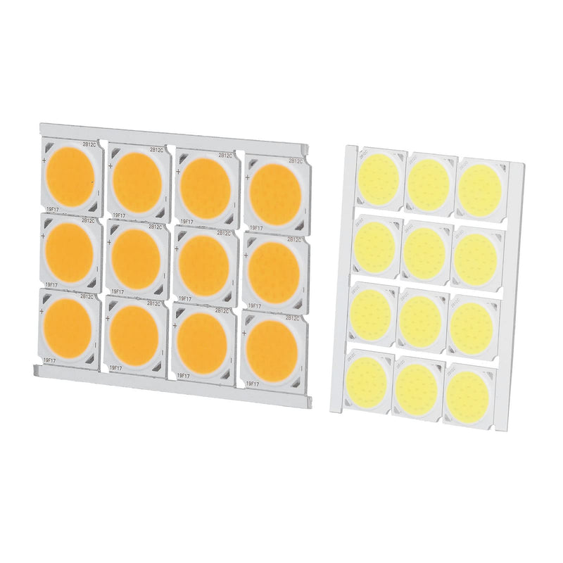 Haofy COB Integrated LED Light Chip, 12 Pieces COB Light Source High Performance Round LED Chip 12 W 36-41 V 1080 LM for DIY Interior Lighting (White) (White Light) White Light