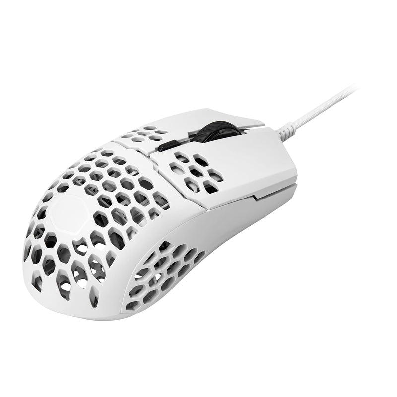 Cooler Master MM710 53G Matte White Gaming Mouse with Lightweight Honeycomb Shell, Ultralight Ultraweave Cable, Pixart 3389 16000 DPI Optical Sensor