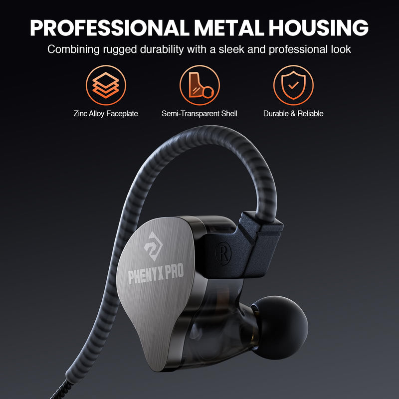 Phenyx Pro Hybrid Dual Driver in-Ear Monitor Earphones PME-20 | Noise-Isolating Stereo IEM, Detachable 2-Pin Cable, Tangle-Free Design, Singers, Musicians, Gaming