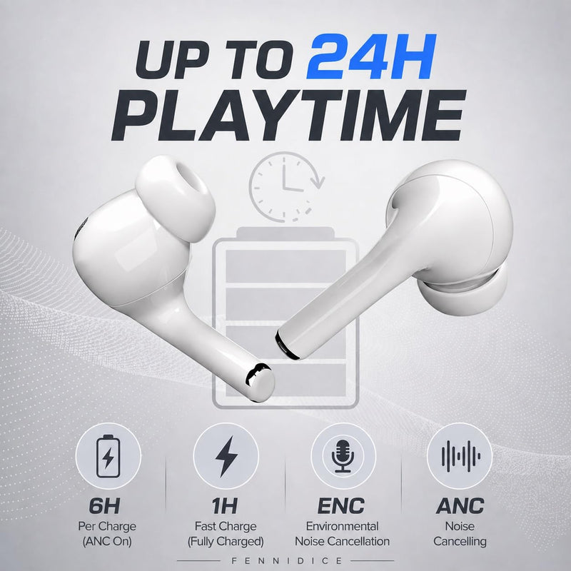 Wireless Earbuds Pro 3 with Hybrid ANC, Bluetooth 5.3 and 24H Playtime | Immersive Stereo Sound,ENC Clear Calls,IPX5 Water Resistant,Touch Control,Ear buds for Workouts,Compatible for iPhone/Android