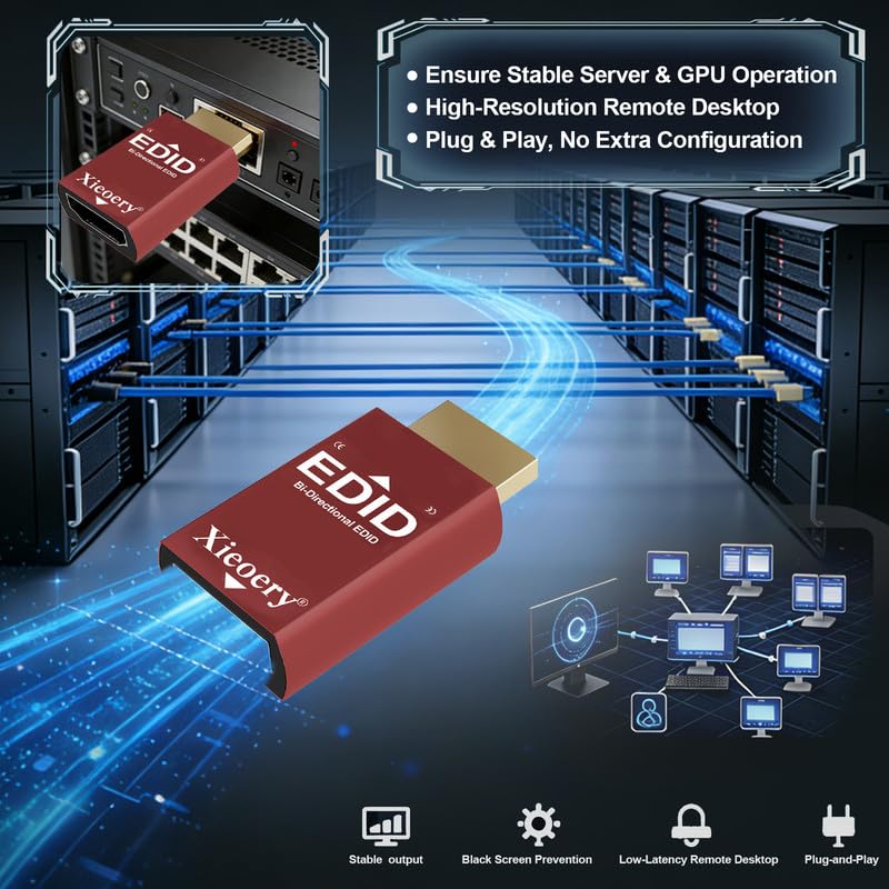 4K HDMI EDID Emulator 3840×2160 24/30/60Hz, Dummy HDMI Plug for Remote Desktop, Headless Servers, GPU Rigs, KVM, Industrial PCs, Stable Signal Output & Multi-Resolution EDID Support-3pack EDID HDMI 4K-3840x2160 3Pack