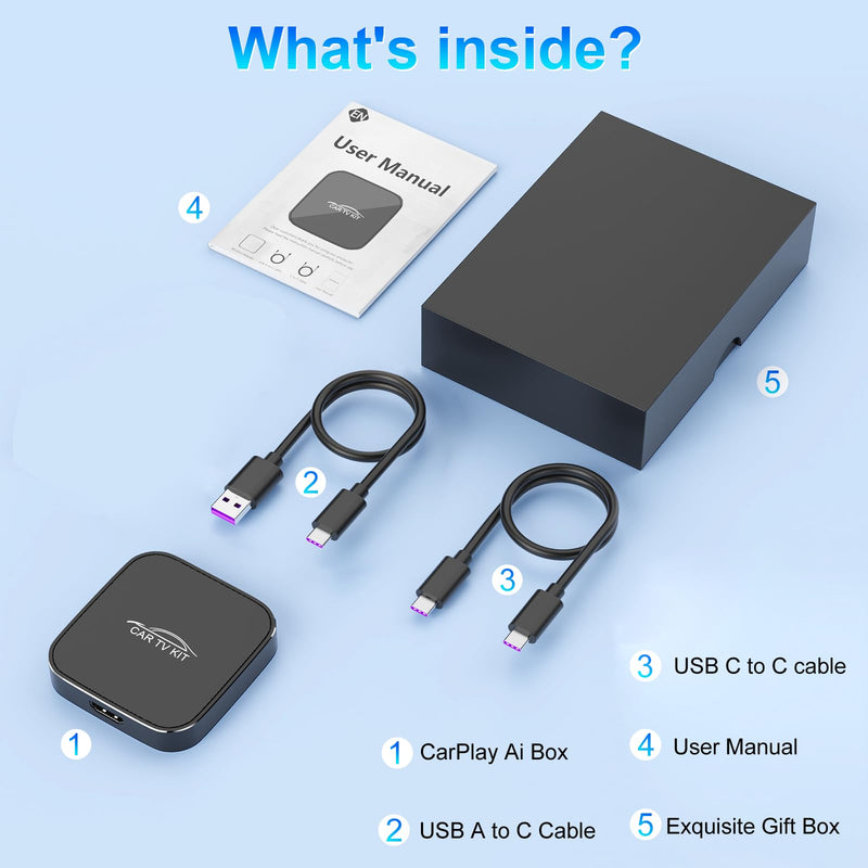 Car TV Mate Pro with Wireless CarPlay Adapter, 2025 New HDMI Multimedia Adapter for TV Stick Converter/Game Consoles/Set-Top Box/Screen Throwers, Magic Box Support Wired CarPlay Cars from 2016 Grey-Y3B