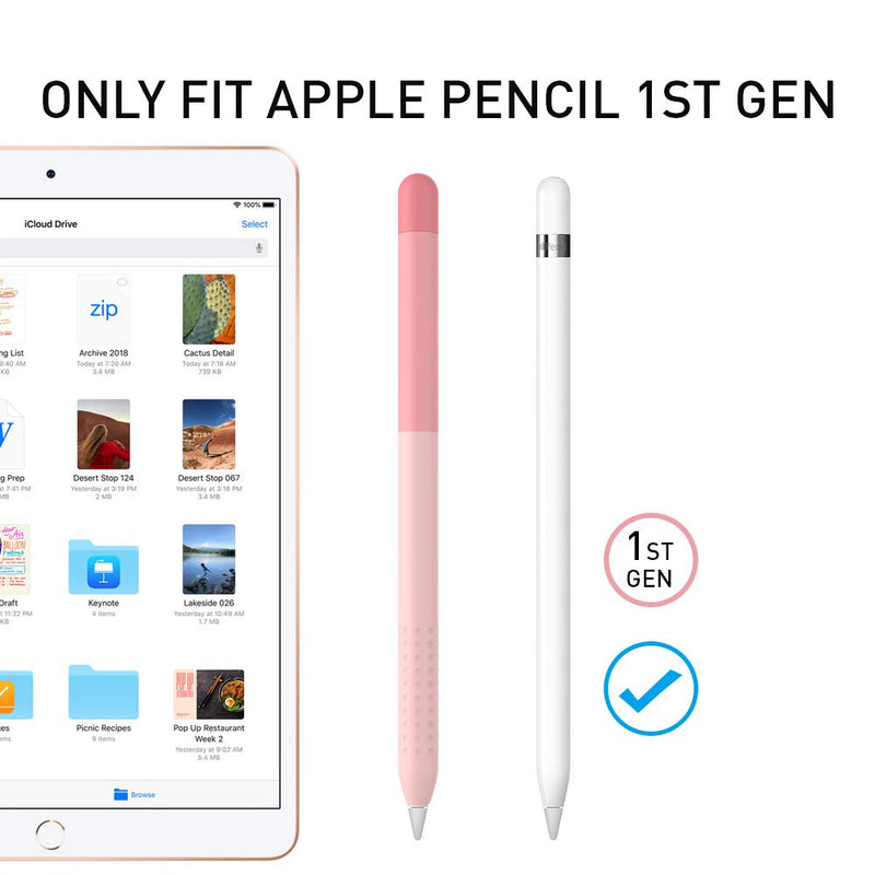 Delidigi Pencil Case Compatible with Apple Pencil 1st Generation Case, Gradient Color Silicone Protective Case Sleeve Cover Accessories for Apple Pencil 1st Gen Gradient Pink