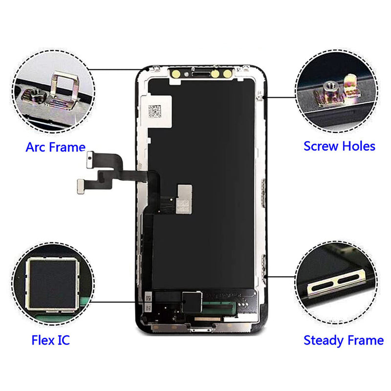 Brinonac for iPhone X OLED Screen Replacement Kit, 5.8 inch 3D Touch Screen Display Digitizer Frame Assembly Set with Repair Tools and Tempered Glass Protector