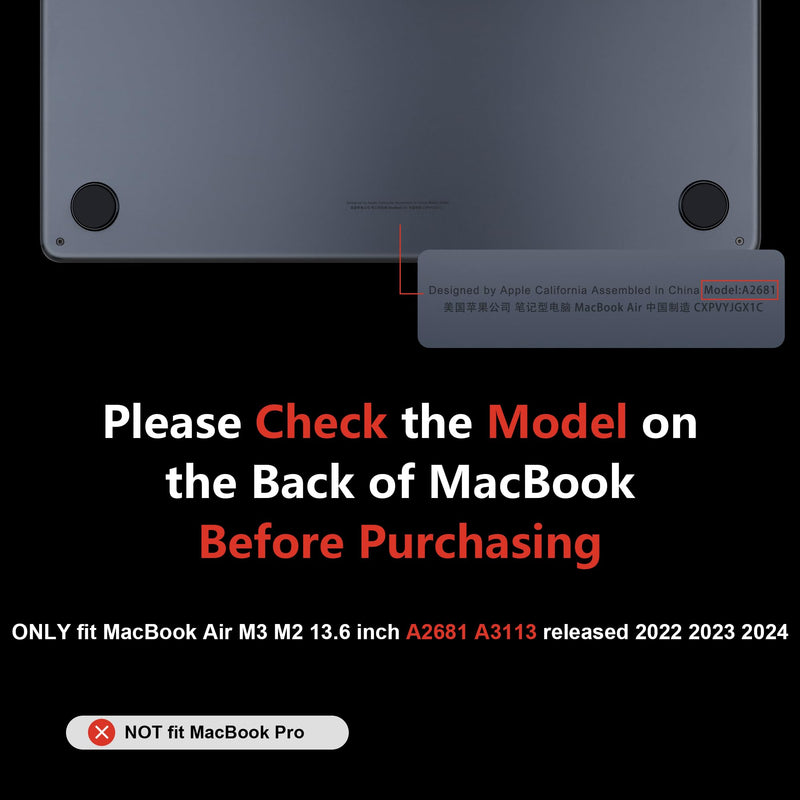 [AUSTRALIA] - MEEgoodo for MacBook Air M3 M2 13.6 inch Case 2024 2022, Clear Cover Fit Model A3113 A2681,Flexible Plastic Case for M2 13 inch Laptop, Hard Shell with TPU Keyboard & Webcam Cover & OTG Adapter,Clear 
