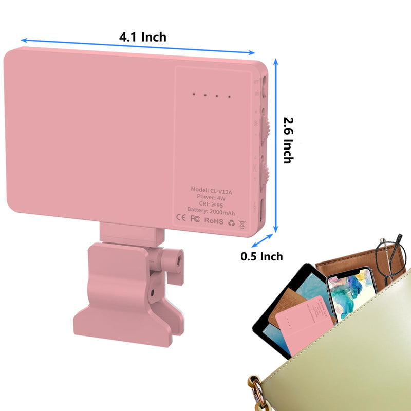 Pink Selfie Light with Phone Light Clip,80led Portable Selfie Light with 3 Light Modes and Infinite Adjustment Modes, 2000mah Rechargeable Selfie Light for Phone, Laptop, Makeup, Live Stream