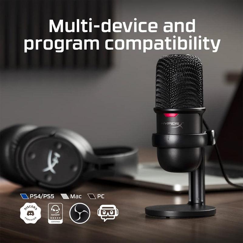 HyperX SoloCast – USB Condenser Gaming Microphone, for PC, PS4, PS5 and Mac, Tap-to-Mute Sensor, Cardioid Polar Pattern, great for Gaming, Streaming, Podcasts, Twitch, YouTube, Discord Black