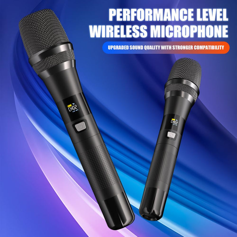 [AUSTRALIA] - AX322 Professional UHF Wireless Dynamic Microphone Set, Dual Microphones with Rechargeable Receiver, Plug and Play, Suitable for Karaoke and Musical Instruments 