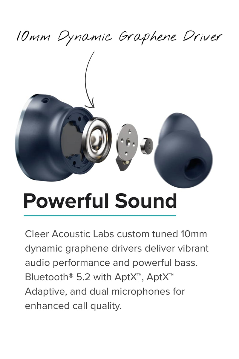 Cleer Audio Ally Plus II True Wireless Noise Canceling Earbuds, 33 Hours of Playtime, IPX4 Sweat Resistant, Crystal Clear Voice with Echo and Noise Canceling Mic, for iPhone & Android, Midnight Blue | Noise-canceling Mic, 33 Hours of Playtime, IPX4 Swe...