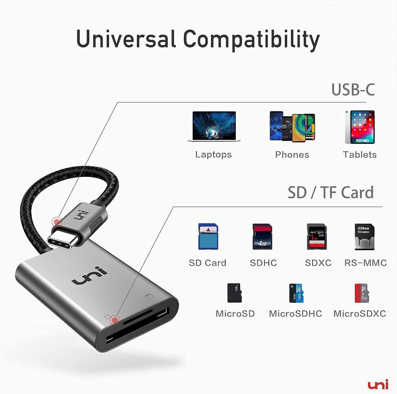 SD Card Reader, uni Sturdy USB C to Micro SD Memory Card Reader Adapter ( 2TB Capacity, 5Gbps Transfer) Thunderbolt 3 Compatible with Android Galaxy S20, MacBook Pro/MacBook Air and More