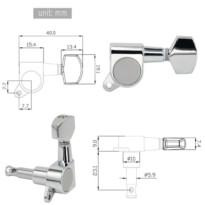 [AUSTRALIA] - FXJXB 18:1 Guitar Tuning Pegs 6 in Line(6 Left) Standard Guitar Tuners Acoustic or Electric Guitar Tuning Keys Machine Heads Replacement- Chrome(6L) 6 Left Chrome-Standard 