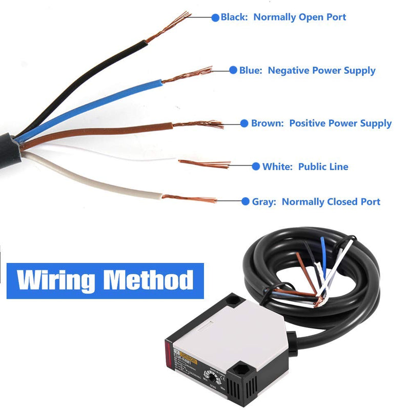 Keenso Photoelectric Switch, E3JK-R4M1 Reflection Photoelectric Sensor AC 90-250V 3A Photoelectric Sensor Reflection Photoelectric Switch (2 Set)