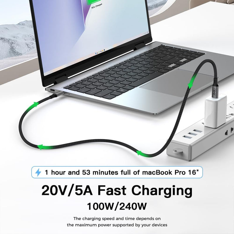 BRENDAZ USB4 USB C to USB C Cable, 240W, USB 4.0, 40Gbps Data Sync, 8K Video [USB-IF Certified] Fast Charging, Compatible with Thunderbolt 4, 3, MacBook, iPhone 17,16, SSD, USB C Monitors, Pack of 5