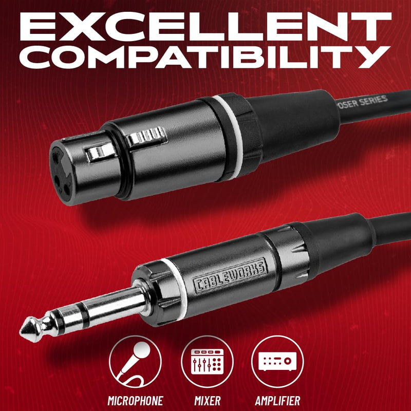 By Gator Cases Composer Series Deluxe 5 Foot XLR Female to TRS Cable, (GCWC-XLR-05FTRS) 5 Feet TRS/XLR Female