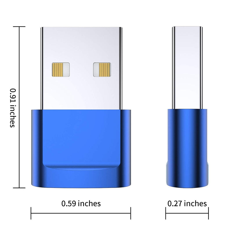 [AUSTRALIA] - USB C Female to USB Male Adapter (4-Pack),Type C to USB A Charger Cable Adapter for iPhone 11 12 13 14 15 Plus Pro Max,Samsung Galaxy Note 10 S24 S23 S22 Ultra,Google Pixel 4 3 2,iPad Air 4 5 Mini 6 Blue 