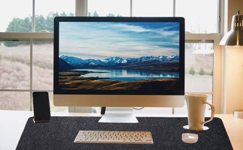 DAWNTREES Large Felt Desk Pad , 40''x16'' Full Desk Mouse Pad, Desk Pad for Keyboard ,Computer Mat for Desk ,100X40cm Felt Desk Mat for Desk Pad Protector 100x40cm Dark Grey