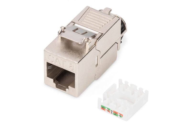 DIGITUS DN-93816 - Cat 8.1 Keystone Module - 2 Pack - RJ45 Network Socket Cat8 Shielded - 2000 MHz - 25GBase-T & 40GBase-T - 25Gbps & 40Gbps - AWG 26/7 to AWG 22/1 - Assembly 2 Stück