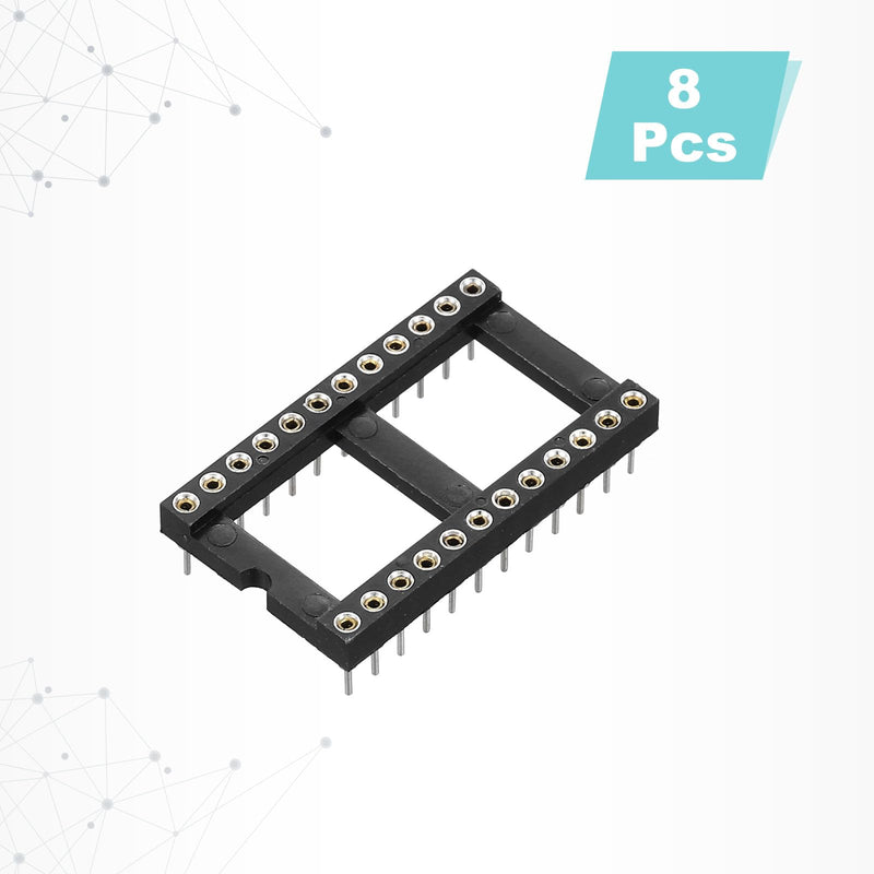 QUARKZMAN DIP IC Chip Socket Adapter 24 Round Pin IC Assortment Kit 2.54 mm / 0.1 Inch Pitch for Breadboard Project, PCB Board Design, Pack of 8