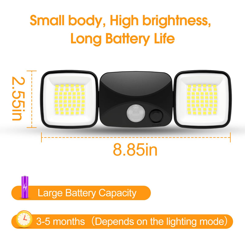 Motion Sensor Outdoor Lights, Rechargeable Battery Operated Outdoor Lights, USB Charging, Wireless Lights, No Solar, High Brightness for Garage, Yard & Entryway, Black 2-Pack (Small Size)