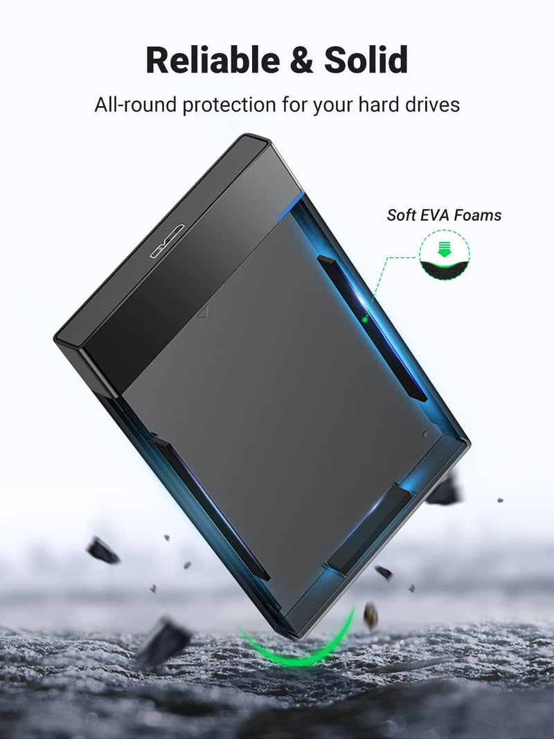 UGREEN 2.5" Hard Drive Enclosure USB 3.0 to SATA III for 2.5 Inch SSD & HDD 9.5mm 7mm External Hard Drive Case Support Max 6TB with UASP Compatiable for WD Seagate Toshiba Samsung Hitachi-Black Black