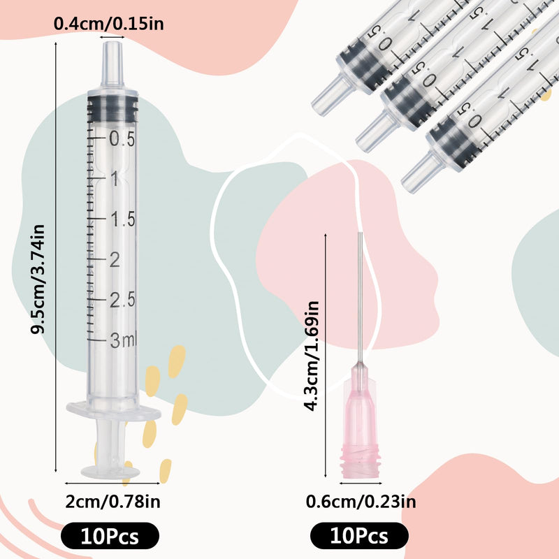 20 Pieces Colostrum Syringe 3 ml Set with Needle, Plastic Syringes of Liquids, Scientific Syringes with Caps for Laboratories, Plant Watering, Refilling and Measuring Liquids